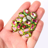 Vitrail Rose Cushion Shape High Quality Glass Pointed Back Fancy Rhinestones WholesaleRhinestone